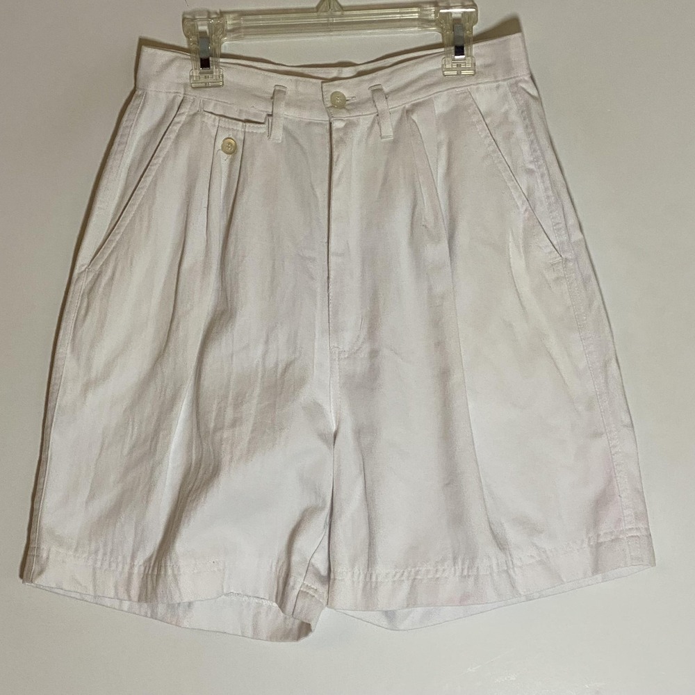 Vintage Browning St Shorts Juniors 9/10 White Pleated Chino High Waist Twill